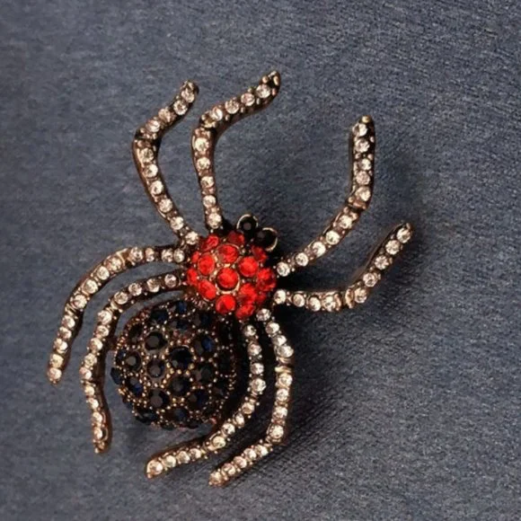 Spider Crystal Rhinestone Brooch - Picture 1 of 14